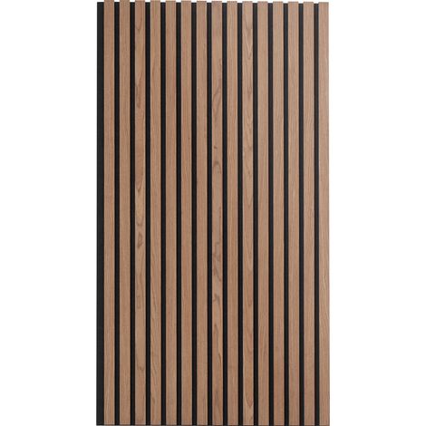 Mophorn Pannelli acustici in doghe di legno, 23,6" x 47,2", pannelli da parete in finto legno MDF per la riduzione del rumore e un arredamento elegante, noce (1/5)