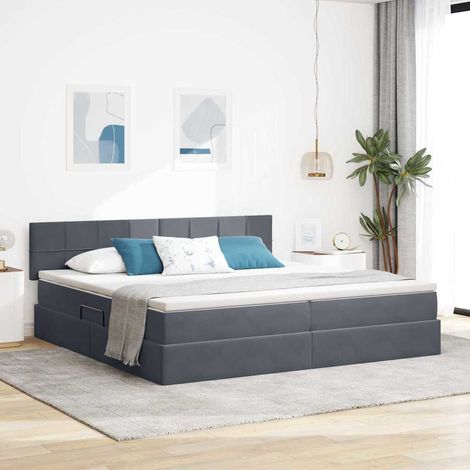 Teenpull – Aufbewahrungsbett mit Matratze Dunkelgrau 200 x 200 cm Samt (1/5)