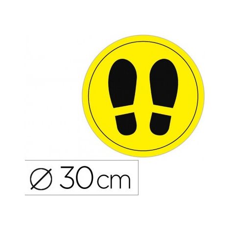Circulo de señalizacion adhesivo apli para suelo pvc 100 mc pies color amarillo/negro diametro 30 cm