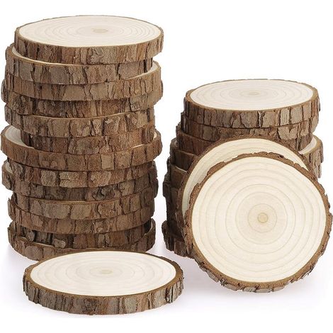8 Dischi sottobicchieri in legno naturale Diametro 10 cm Dischi in legno grezzo per decorazioni natalizie Fai da te, segnaposto, ideali per intagliare (1/5)
