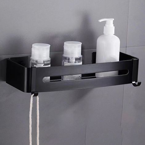 Étagère de Douche en Alliage d'Aluminium Sans Percer - Noir, Compacte et Résistante, pour Salle de Bain (1/5)