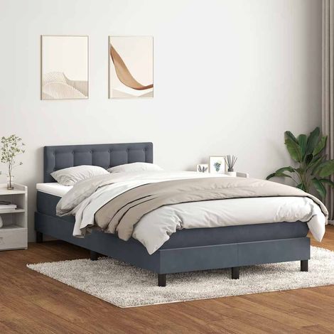 Boxspringbett mit Matratze Dunkelgrau 120x220 cm Samt