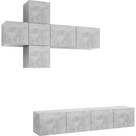 Set de muebles de salón 7 pzas madera ingeniería gris hormigón vidaXL