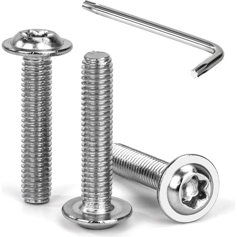 30 Pièces Vis à Tête Bombée Torx avec Bride M6 x 30 mm Vis à Six Pans Creux en Acier Inoxydable A2 V2A Boulons à Tête Hexagonale avec Clé T30 Filetage Complet (1/5)