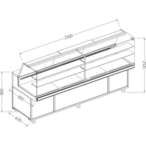 Comptoir vitrine neutre boulangerie - GN -vitre haute - Diamond