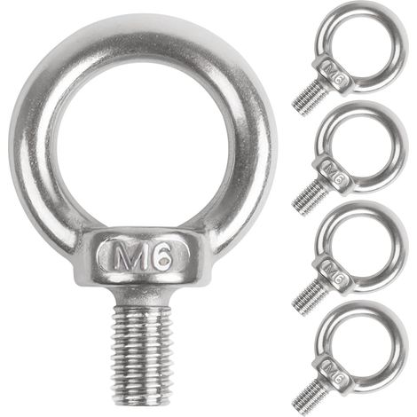 Stück M6 304 Edelstahl-Ringschrauben mit runder Öse zum Befestigen von hängenden Ornamenten, Blumentöpfen, Schaukelhalterungen usw.
