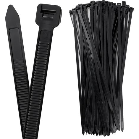 100 Pièces Noires Serre Cable 450 mm × 10 mm, Nylon Collier de Serrage Plastique, Résistance à la Traction Serre Flex pour la Gestion des Câbles et le Travail de Jardinage (1/5)