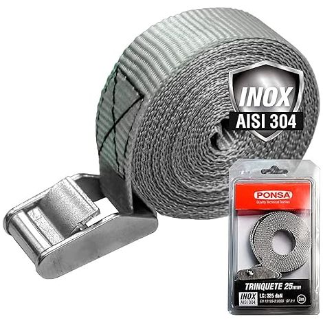 Trinquete inox 25 mm 3 m en blister para carga