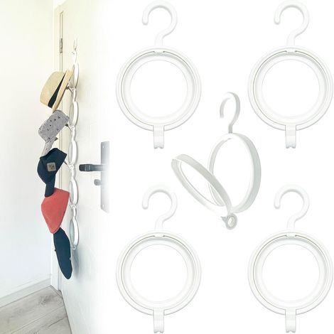 CSPARKV - Perchero ajustable multicapa de 5 piezas, para puerta, extraíble, con gancho para armario, organizador para bufandas y corbatas (blanco) (1/5)