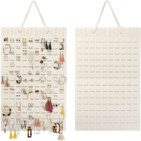 QORVA-Porte Bijoux Mural Porte Boucle D'Oreille Presentoir Boucle D'Oreille Rangement Boucle D'Oreille Pour Broches, Colliers, Bagues, Pouvant Contenir Jusqu'À 300 Paires (Off-white) (1/4)
