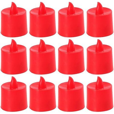 Lot de 12 bougies LED à effet lumineux, bougies électroniques romantiques pour une fête de demande en mariage (rouge)-Red (1/2)