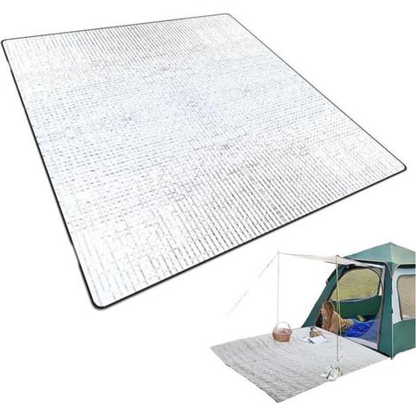 Campingmatte aus Aluminiumfolie, wärmeisolierende Schlafmatte aus Aluminiumfolie, Zeltmatte, wärmeisolierende und wasserdichte Picknickmatte, wärmereflektierende (1/4)