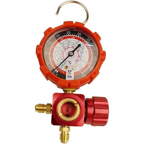Manomètre de climatisation pour R410A/R22 avec miroir visuel 500 psi rouge (1/4)