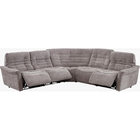 CHILLY Canapé d'angle relax électrique réversible en tissu taupe (1/5)