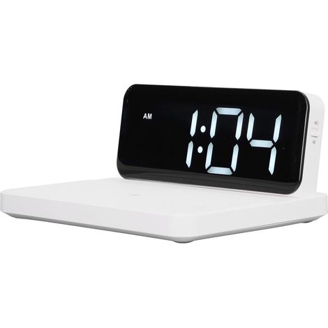 Réveil, chargeur sans fil, interface de sortie USB blanche, charge rapide, affichage LED, volume réglable, équipement électronique (1/5)
