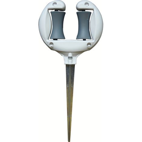 Support de tuyau d'arrosage en fer, solution de rangement robuste pour les tuyaux d'eau dans les garages et à l'extérieur, coloris blanc et orange.-AquaForge (1/5)
