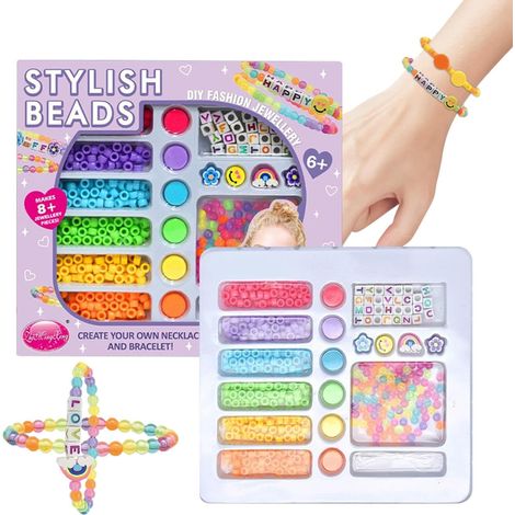 Kit De Perles - Kit de Création de Bijoux pour Filles avec Perles à Bracelet,Fournitures Loisirs Créatifs Pour Ados Adultes Débutants,École Voyage Maison Noël Anniversaire Fête Des