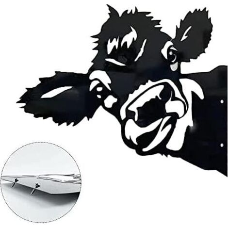 BUNTHAUS Sculpture de jardin en métal - Vache curieuse - Décoration murale en fer - Décoration murale pour extérieur - Décoration de jardin - Clôture de ferme - Art moderne - Cheval - 30 x 28 cm