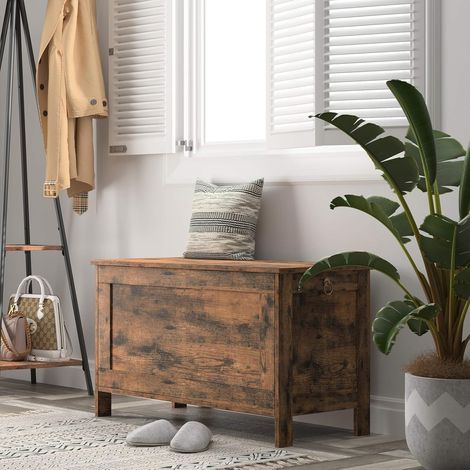 Storage Bench, Wooden Storage Chest Trunk, Bed End Storage Bench, Large Toy Chests with Lid, Toy Box Organizer Unit, Shoe Bench, Seat Chest, Entryway, Hallway, Bedroom, HOOBRO EBF75CW01G1 (1/5)