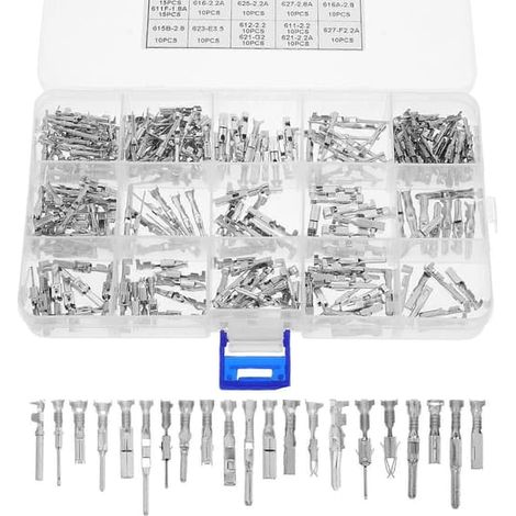 Ecleanfy - Kit de 290 connecteurs à broches pour câbles électriques automobiles (1-3,5 mm mâle/femelle)  connecteurs électriques [D] 13,00 x 13,00 x 4,00 cm (1/4)