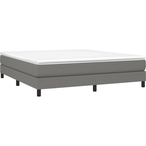 Box Spring Bed Frame Dark Grey 180x200 cm Super King Fabric vidaXL