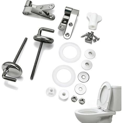 Fixation Abattant WC, Charnière Abattant WC en Acier Inoxydable - Universel, Compatible avec la Plupart des Toilettes Abattant Toilette, Fixation Cuvette WC (1/5)