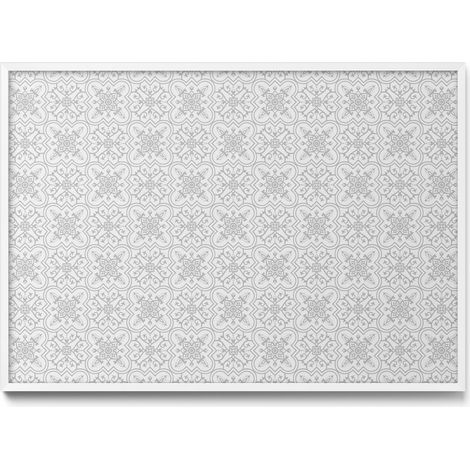 Tableau Magnétique en Métal Tableau pour Magnet - Motif Ornemental régulier - Minimaliste - Cadre Blanc - 100x70 cm - Plaque Magnétique