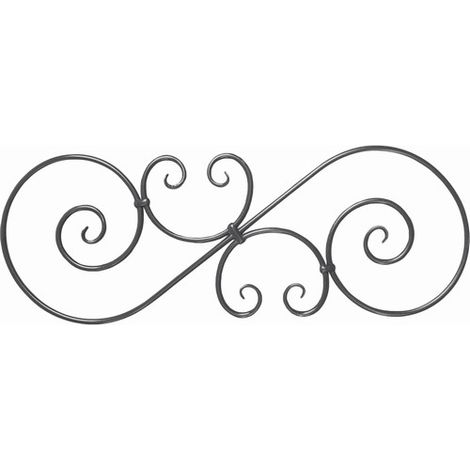 Deco Fer Forge – Grande volute triple en fer forgé 900mm – Largeur 330mm – Rond lisse Ø14mm – Fixation par soudure – Finition brut à peindre
