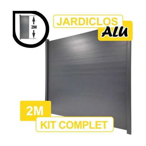 Kit Clôture Aluminium Gris Anthracite 2M - JARDICLOS - A Sceller - 2 mètres