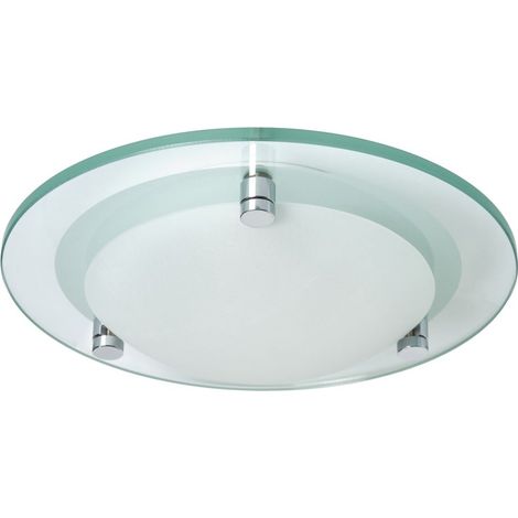 Litecraft Bathroom Ceiling Light IP20 Rated Small Glass Flush Mounted - Frosted
