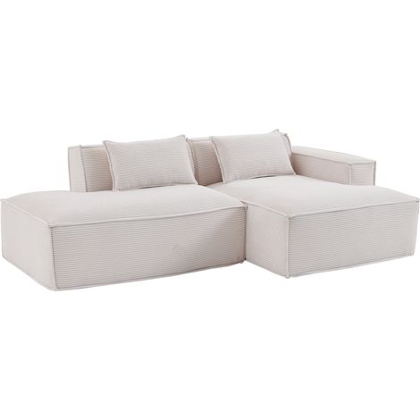 Divano in tessuto beige da 233 cm con 2 cuscini, modello moderno per piccoli spazi (1/5)