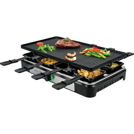 Appareil à Raclette électrique ADLER AD6616 avec poêle -Gril plancha sans fumée de style moderne pour 8 personnes  1400W