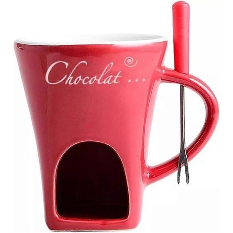 Mug à fondre le chocolat. tasses à fondue. mug à fromage en céramique de 130 ml avec fourchette