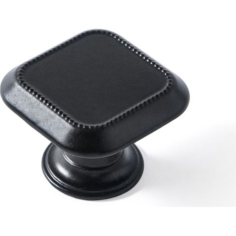 Bouton de meuble perlé porto - Hauteur : 22 mm - Décor : Noir - Matériau : Zamac - Section : 30 x 30 mm - REI