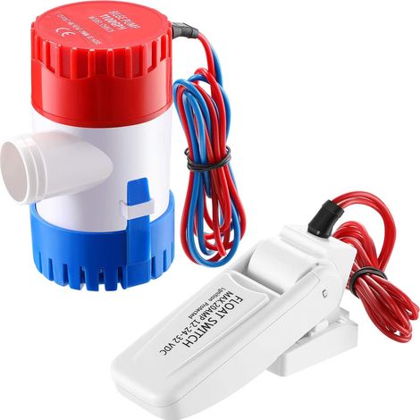 Pompe de cale marine 12 V 1100 GPH avec interrupteur à flotteur, lot de 2 (1/5)