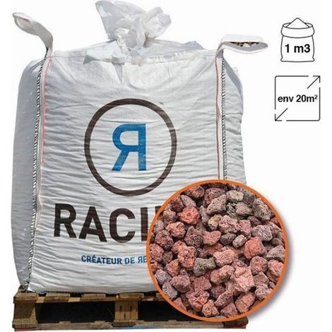Racine – Paillage minéral en pouzzolane rouge 20/40 Big bag 1 m3 – Pour aménagement paysager – Densité 600kg/m3 – Couleur rouge pour décoration extérieure