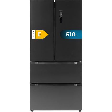 [PRODOTTO USATO] Frigorifero con 4 sportelli stile francese e 510 l di capacità, alto 183 cm e largo 84 cm, classe energetica E e compressore Inverter plus.