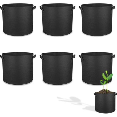 Lot de 6 Paniers Plante Sacs de Plantation en Tissu Non Tissé de 11 l Avec Poignées Pour Tomates, Pommes de Terre, Légumes, Fleurs, Balcon, Jardin, Serre (1/5)