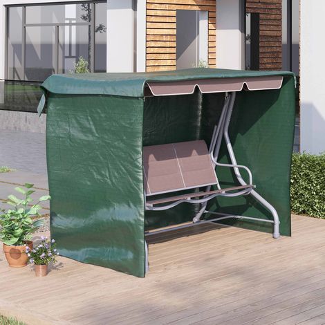 Housse de balançoire de jardin imperméable, résistante aux UV et à la moisissure, avec fixation en PE, 215 x 155 x 150 cm, verte