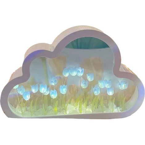 Veilleuse tulipe à faire soi-même, miroir nuage 2 en 1 avec lumière pour la décoration intérieure (1/5)