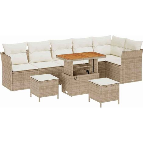 Maison Exclusive - Set Divano da Giardino con cuscino 9 pcs beige e panna