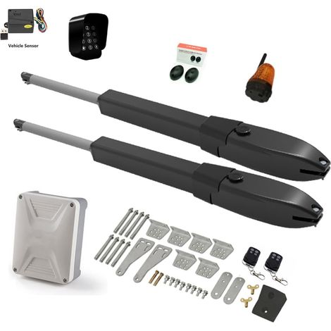 Kit d'ouvre-portes automatiques Batterie solaire Double bras opérateur de porte électrique ouvre-porte pivotant caméra IP WIFI télécommande manoir de ferme extérieur pour accessoires de portail coulis (1/5)
