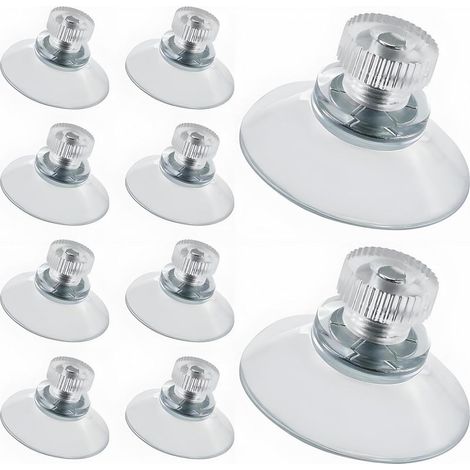 Lot de 10 ventouses de 25 mm pour fenêtre, ventouse avec filetage et écrou moleté (forte adhérence), crochets à ventouse, pour miroir, fenêtre, porte, mur et autres surfaces lisses (1/5)