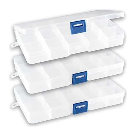 Boîte de rangement transparente avec 15 compartiments et couvercle à charnière (1/5)