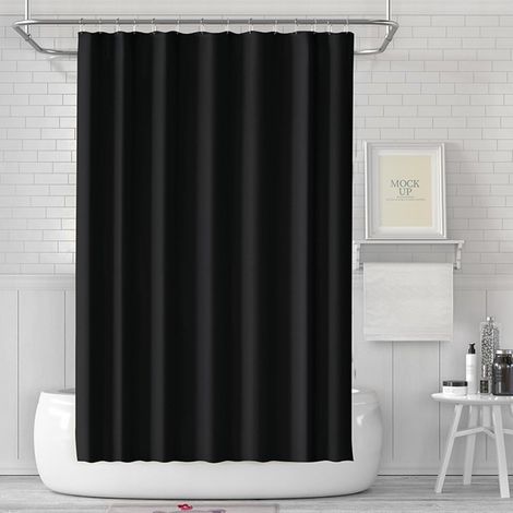 Anti-Schimmel-Badevorhang - Kunststoff - Wasserdicht und waschbar - PEVA - Mit 12 Duschvorhangringen - 180 x 200 cm - Schwarz (1/4)