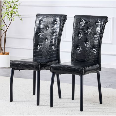 Sedie sala da pranzo imbottite in PVC nero OKMYHOME (1/5)