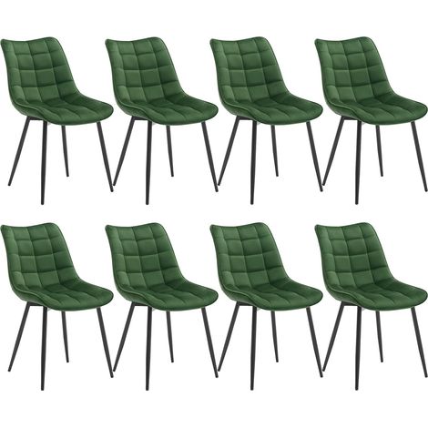 WOLTU Set of 8 Soft Velvet Chairs with Padded Seat and Metal Legs for Dining Room, Living Room and Kitchen Room - Dark Green (1/5)
