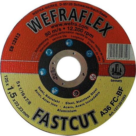 Disque de tronconnage Fastcut droit pour metal diam 125 x 1,5 x 22 mm (1/5)