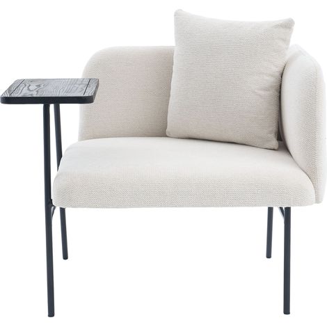 Fauteuil de relaxation avec table de côté – rangements intégrés, assise confortable, cadre métallique stable – pour salon, bureau ou chambre (1/5)