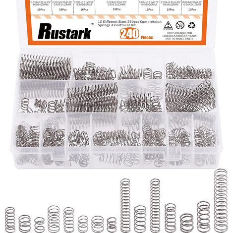 240 - Ressort De Compression - Acier Inoxydable - 14 Tailles Différentes - Pour Réparations Mécaniques Et Bricolage - Argenté - 8mm À 50mm